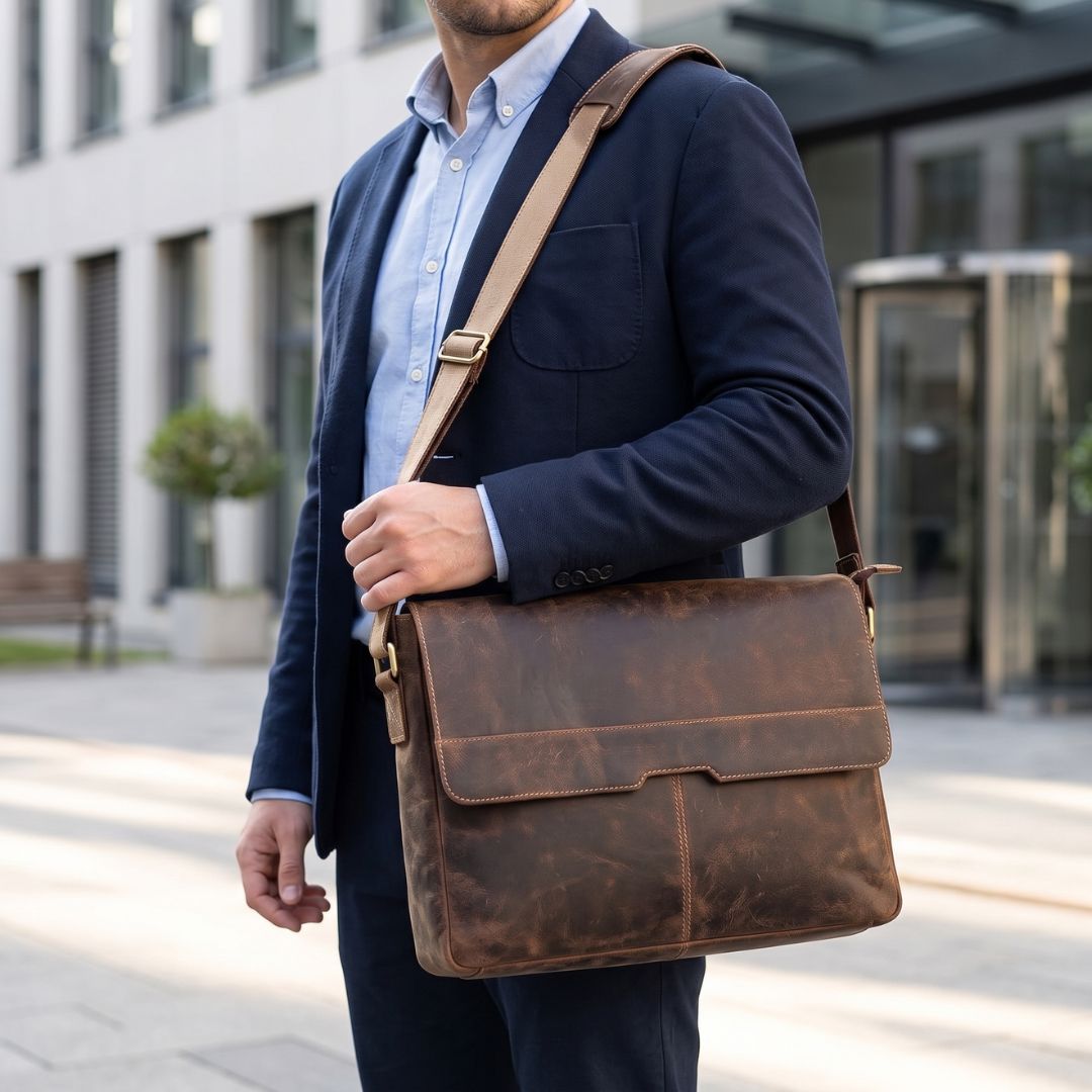 Oak Valley Buffalo Leather Messenger Bag
