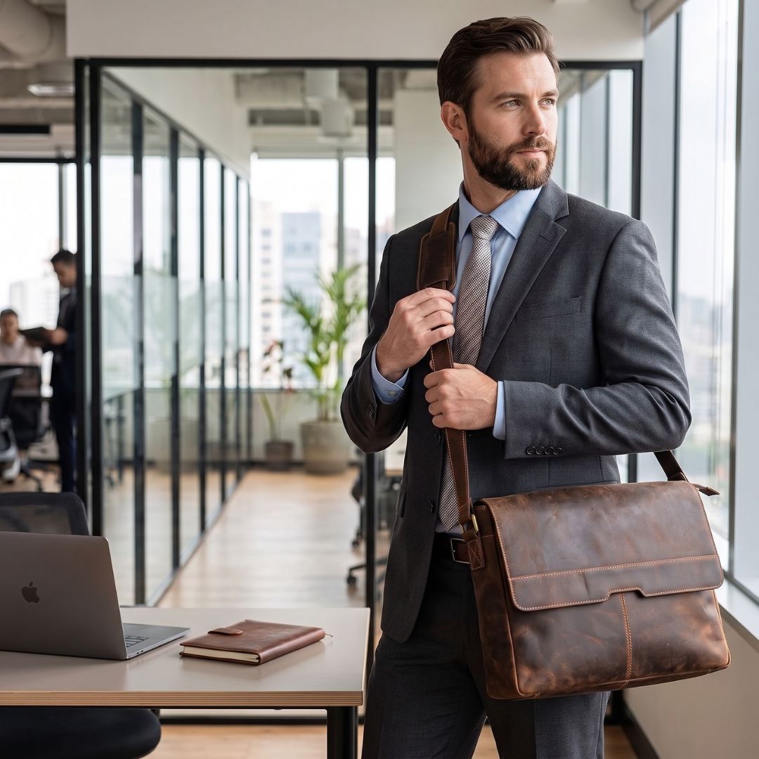 Oak Valley Buffalo Leather Messenger Bag