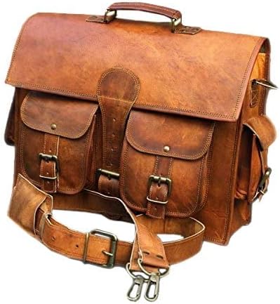 Heritage Crafted: Vintage Leather Laptop Messenger Briefcase - Genuine leather laptop bag - Leather Office bag