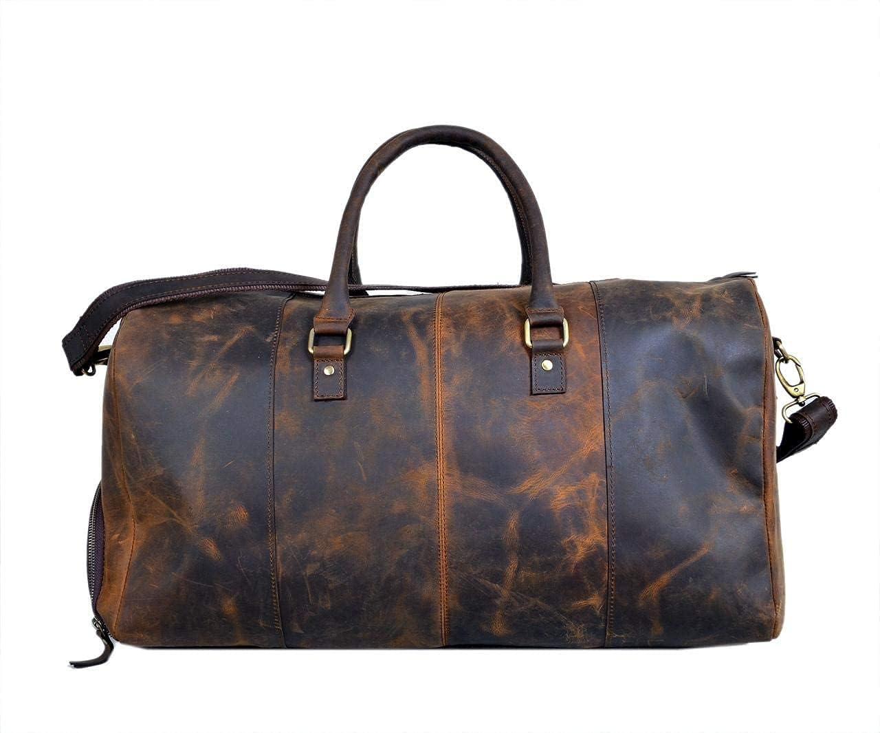 Classic Genuine Leather Duffel: Your Perfect Travel and Gym Companion for Men and Women - Vintage Leather Bag - Vintage Leather Duffel Bag (Available in 3 Sizes - 20" , 24" , 28" inches)