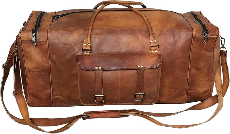 Handcrafted Leather Luggage Duffel: Your Ultimate Carryall for Travel, Workouts, and More - Vintage leather duffel