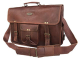 18 Inch Vintage Handmade Leather Messenger Bag for Laptop Briefcase Satchel Bag - cuerobags