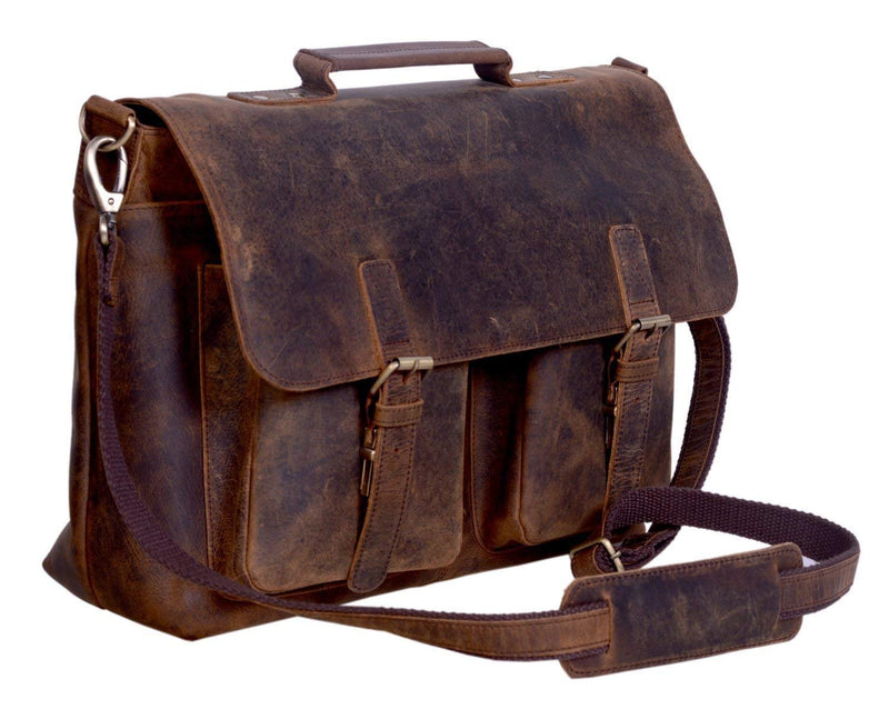 Cuero 15 inch Retro Buffalo Hunter Leather Laptop Messenger Bag Office Briefcase College Bag