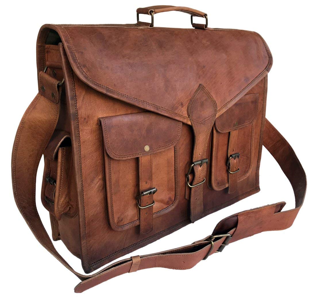 Cuero 18 Inch Rustic Vintage Leather Messenger Bag Laptop Bag Briefcase Satchel Bag - cuerobags
