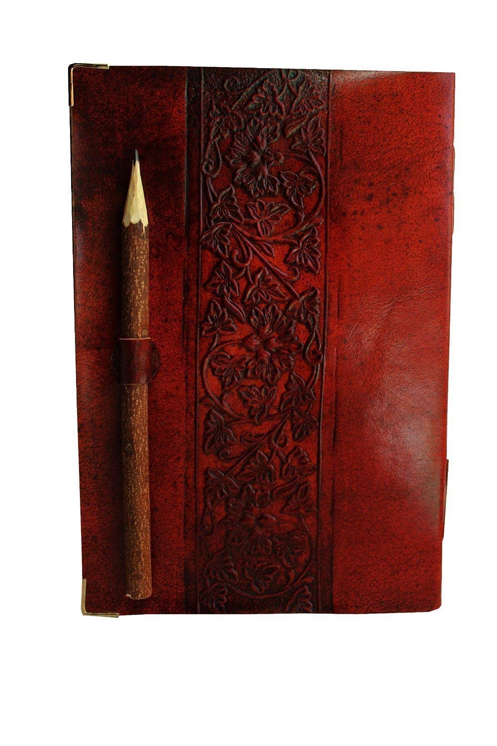 Large vintage heart embossed leather journal Instagram photo album (handmade paper) - cuerobags