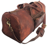 24 Inch Rustic Goat Real Leather Duffel bag | Vintage Leather Bag Travel Bag | Overnight Weekend Holdall Bag | Brown Large Bag Luggage Bag