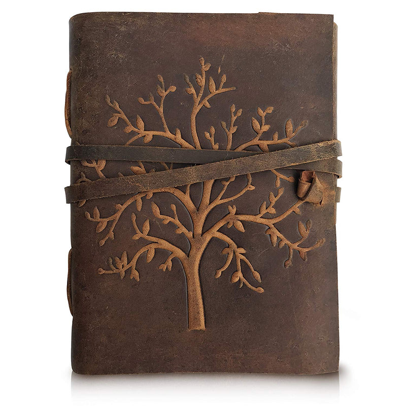 LEATHER JOURNAL TREE OF LIFE – WRITING NOTEBOOK HANDMADE LEATHER BOUND DAILY NOTEPADS FOR MEN & WOMEN BLANK PAPER LARGE 8 X 6 INCHES – BEST GIFT FOR ART SKETCHBOOK, TRAVEL DIARY & JOURNALS TO WRITE IN - cuerobags