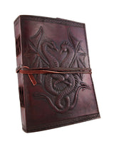 Embossed leather dual dragons 120 leaf journal - cuerobags