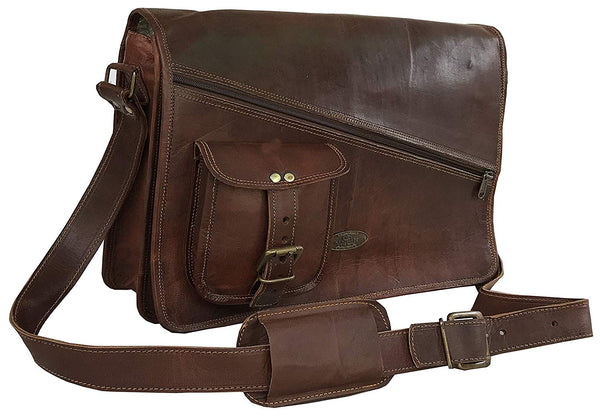 Leather Messenger Bags For Men Women Men's Briefcase Laptop Bag Best Computer Shoulder Satchel School Distressed Bag (11″ X 15″) - cuerobags