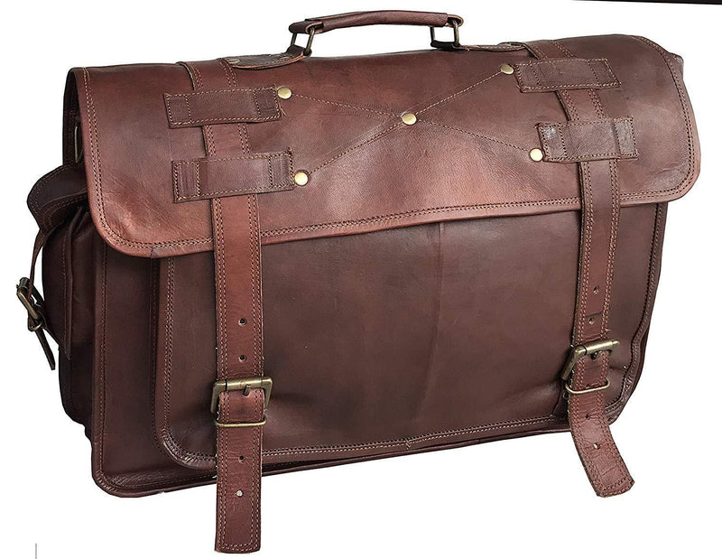 18 Inch Retro Leather Laptop Messenger Bag Office Briefcase College Bag For Women - cuerobags