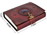 Leather journal with semi-precious stone & buckle closure leather diary gift for him her - cuerobags