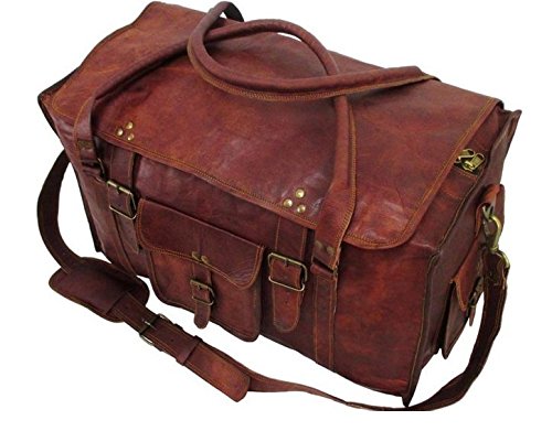 Cuero 21" Women's Retro Style Carry on Luggage Flap Duffel Leather Duffel Bag - cuerobags