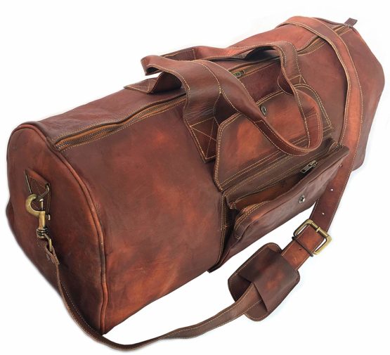 24 Inch Rustic Goat Real Leather Duffel bag Vintage Leather Bag Travel Bag Overnight Weekend Holdall Bag Brown Large Bag Luggage Bag - cuerobags