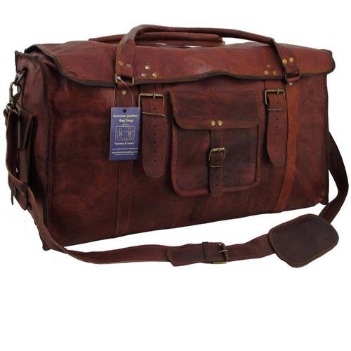21 Inch Women's Retro Style Carry on Luggage Flap Duffel Leather Duffel Bag - cuerobags