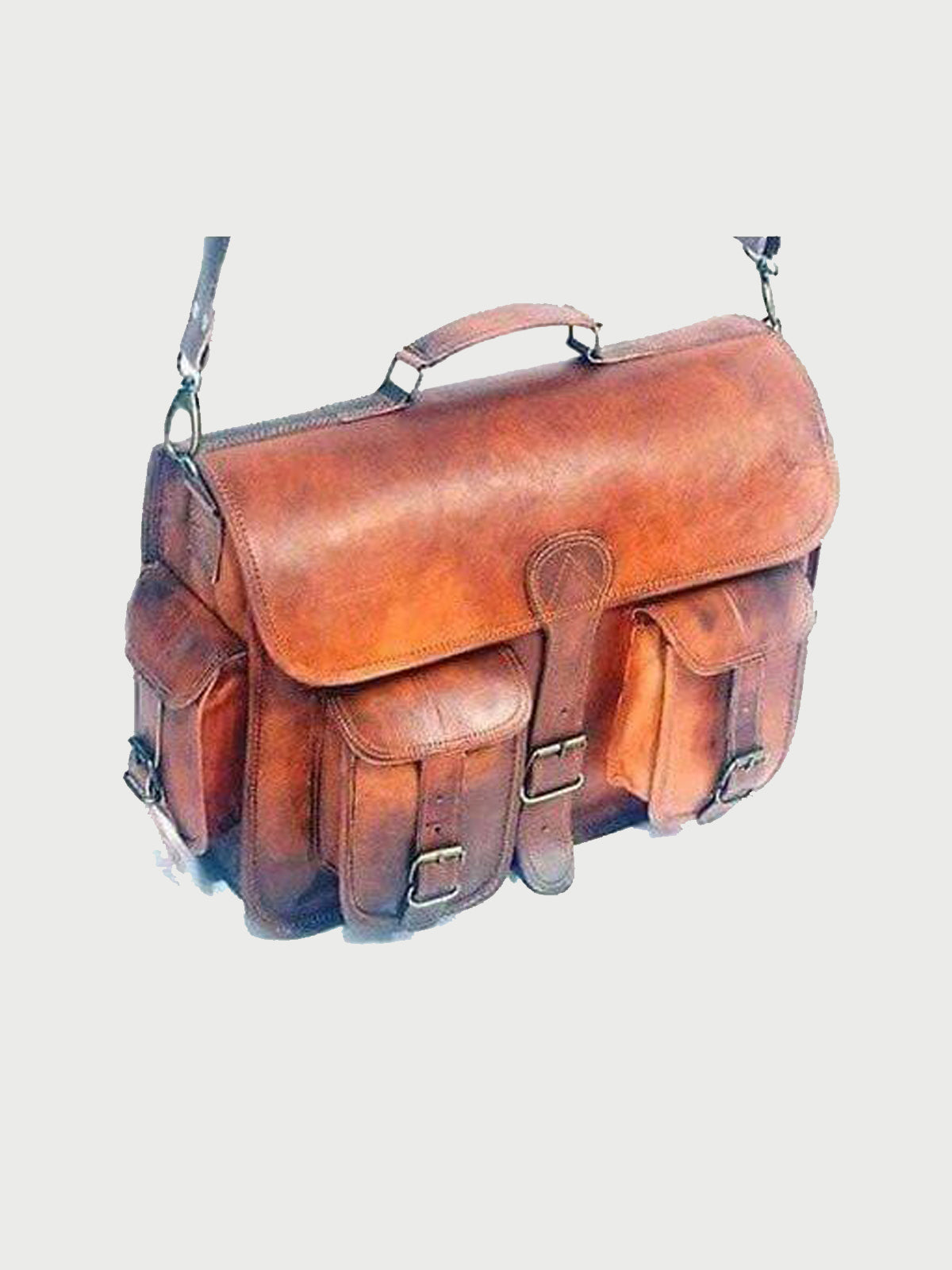 HANDMADE VINTAGE BROWN LEATHER BRIEFCASE 15" | 16 | 18" - cuerobags