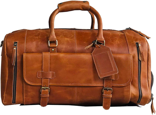 Buy full grain leather duffle bag for men online