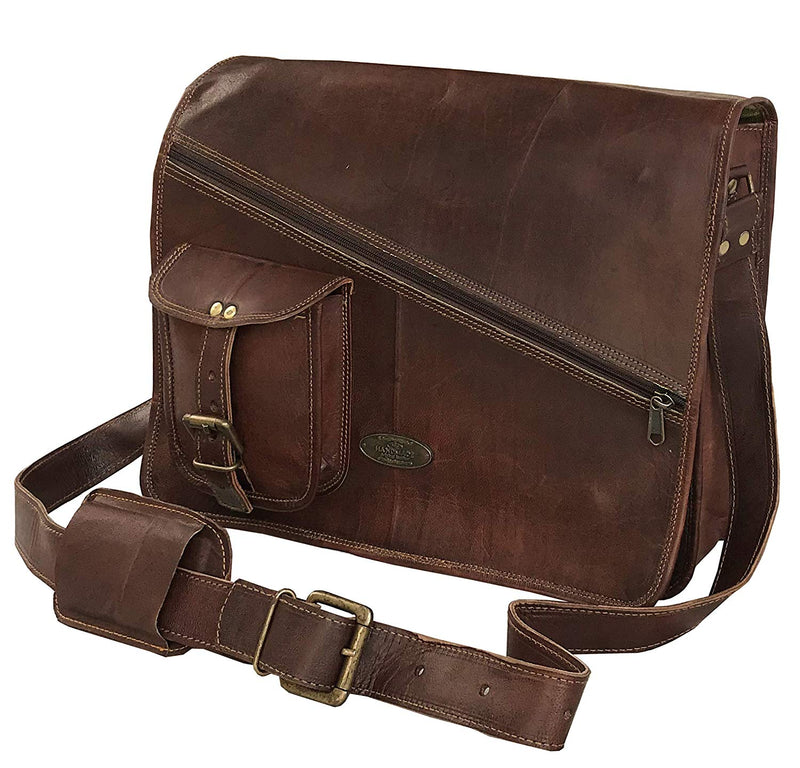Leather Messenger Bags For Men Women Men's Briefcase Laptop Bag Best Computer Shoulder Satchel School Distressed Bag (11″ X 15″) - cuerobags