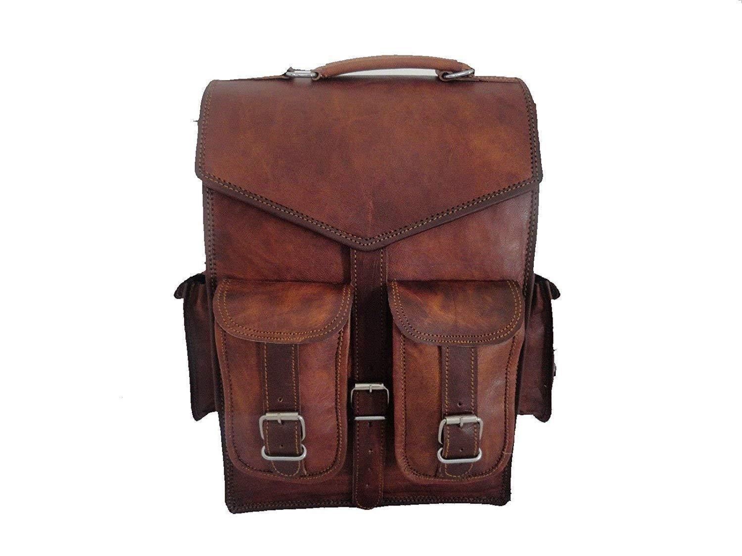 Brown Vintage Leather Backpack Laptop Messenger Bag Rucksack Sling For Men Women (11″ X 15″) - cuerobags