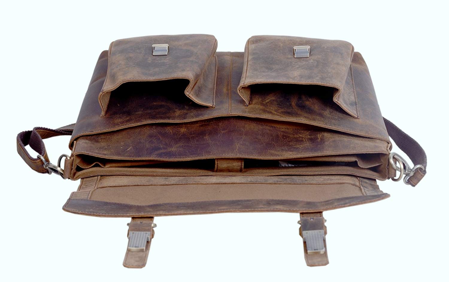 Cuero 15 Inch Retro Buffalo Hunter Leather Laptop Messenger Bag Office Briefcase College Bag - cuerobags