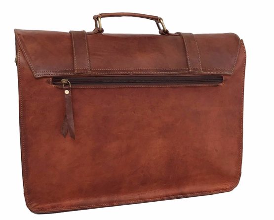 Handmade Men's Vintage Brown Leather Messenger Bag - Shoulder Laptop Bag, 11x15 Inches