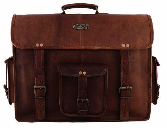 18 Inch Vintage Handmade Leather Messenger Bag for Laptop Briefcase Satchel Bag - cuerobags