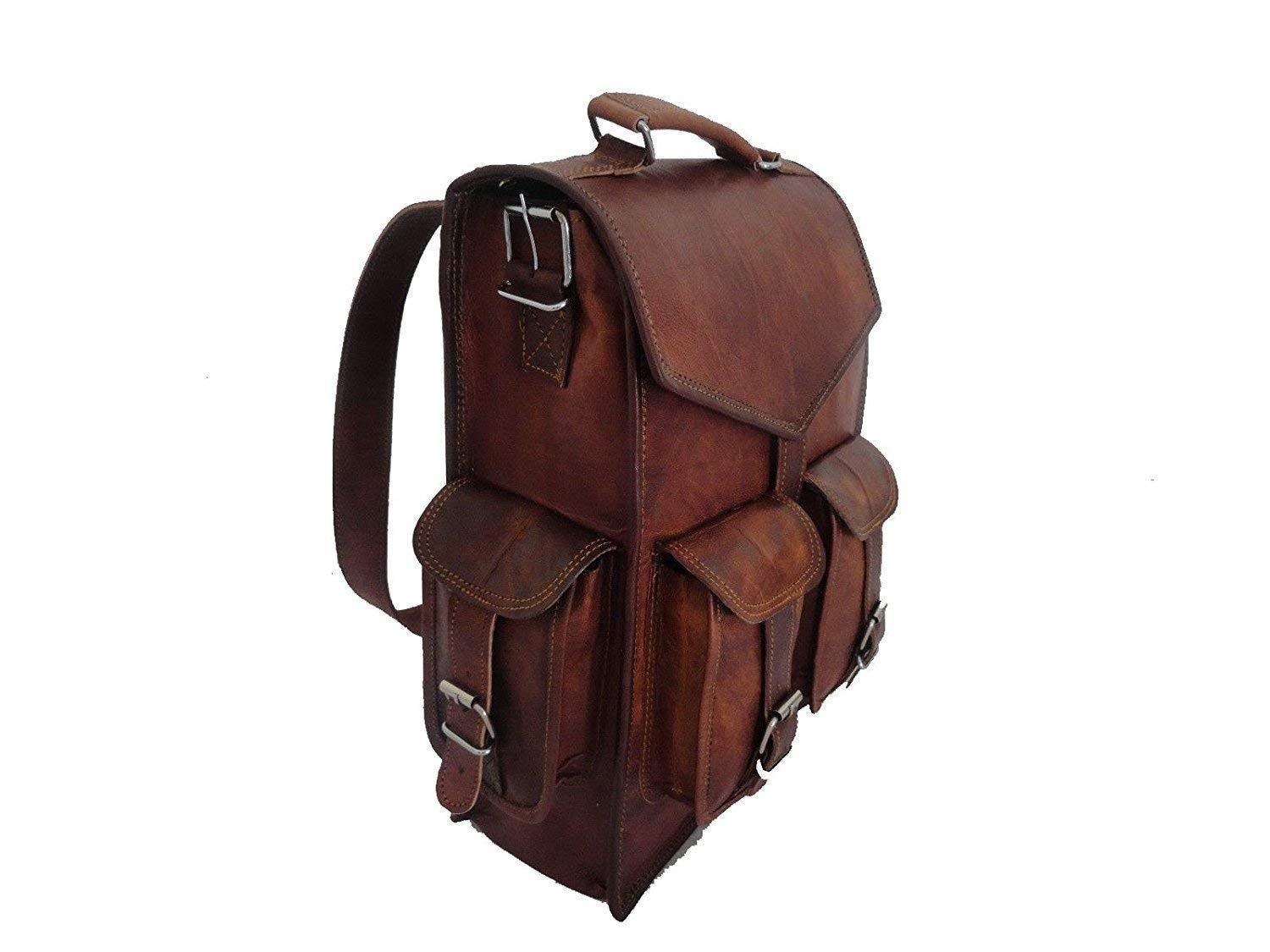 Brown Vintage Leather Backpack Laptop Messenger Bag Rucksack Sling For Men Women (11″ X 15″) - cuerobags