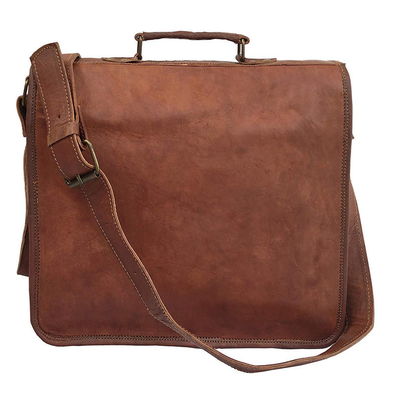 13" VINTAGE HANDMADE LEATHER MESSENGER BAG FOR LAPTOP BRIEFCASE BEST COMPUTER SATCHEL SCHOOL DISTRESSED BAG - cuerobags