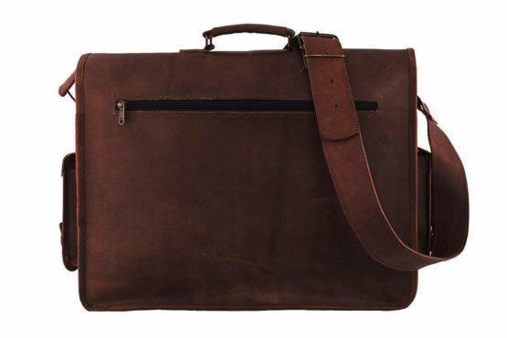 18 Inch Vintage Handmade Leather Messenger Bag for Laptop Briefcase Satchel Bag - cuerobags