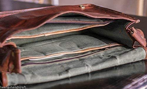 StarHide Unisex Tan Genuine Leather Messenger Bag For Tablet, RFID, Handmade
