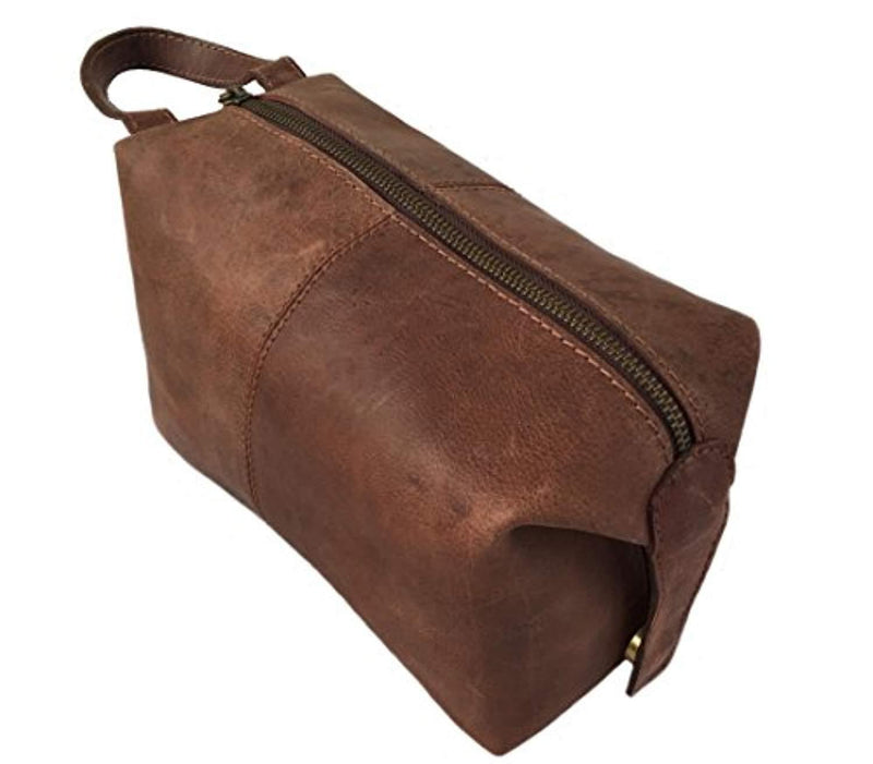 Handmade Buffalo Genuine Leather Toiletry Bag Dopp Kit Shaving and Grooming Kit for Travel ~ Gift for Men Women
