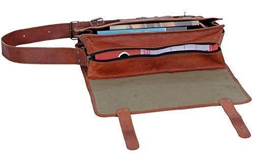 18 Inch Vintage Men's Brown Handmade Leather Briefcase Best Laptop Messenger Bag Satchel - cuerobags