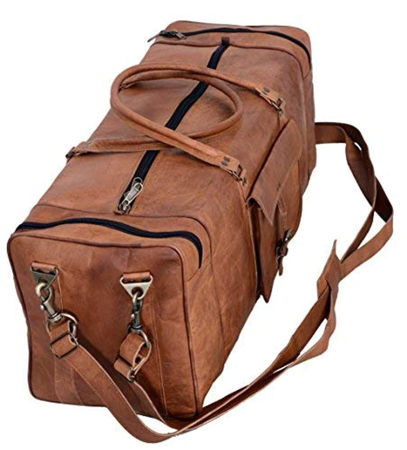 Leather Duffel Bag 30 inch Large Travel Bag Gym Sports Overnight Weekender Bag by Komal s Passion Leather