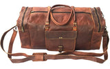 30&quot; Inch Real Goat Vintage Leather Large Handmade Travel Luggage Bags in Square Big Large Brown bag Carry On (28 inch)