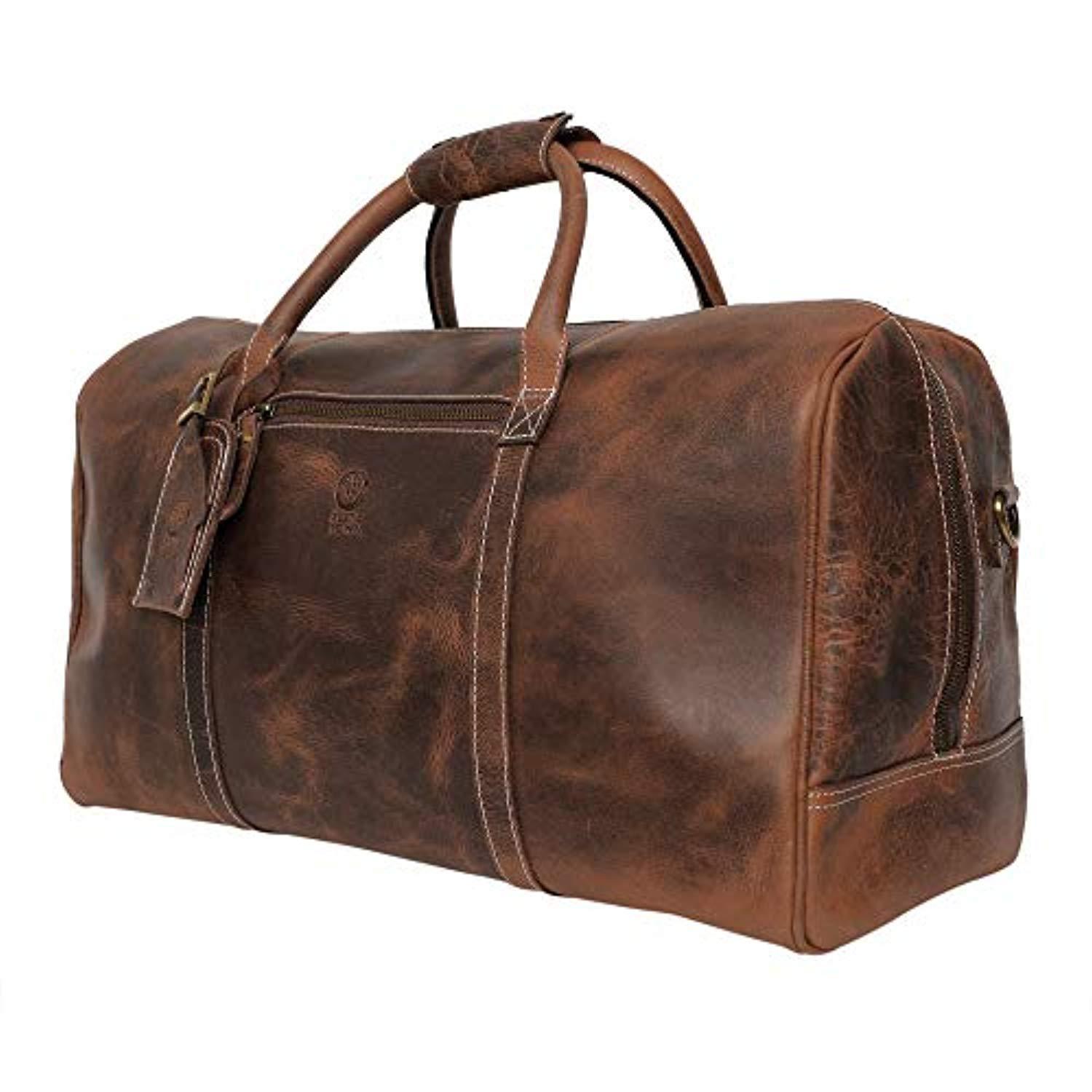 Handmade Leather Travel Duffel Bag - Airplane Underseat Carry On Bags By Rustic Town Handmade Leather Travel Duffel Bag - Airplane Underseat Carry On Bags By Rustic Town