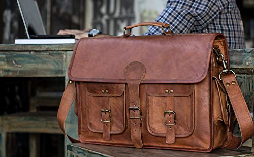 Leather Briefcase Laptop bag 18 inch Handmade Messenger Bags Best Satchel by Cuero Bags - cuerobags