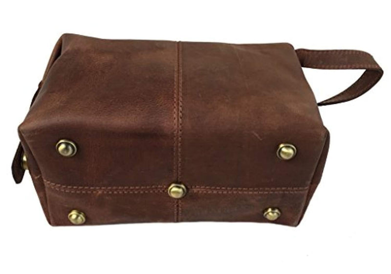 Handmade Buffalo Genuine Leather Toiletry Bag Dopp Kit Shaving and Grooming Kit for Travel ~ Gift for Men Women