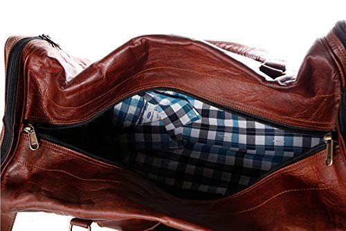 Cuero Bags 30 Inch Large Leather Duffel Travel Duffle Gym Sports Overnight Weekender Bag (Single Pocket) - cuerobags