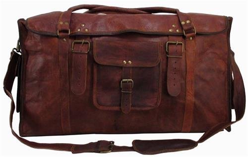 21 Inch Women's Retro Style Carry on Luggage Flap Duffel Leather Duffel Bag - cuerobags