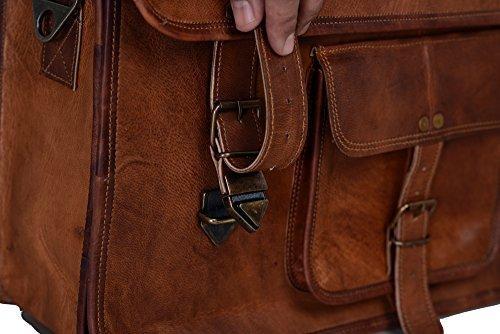 18 Inch Vintage Men's Brown Handmade Leather Briefcase Best Laptop Messenger Bag Satchel - cuerobags
