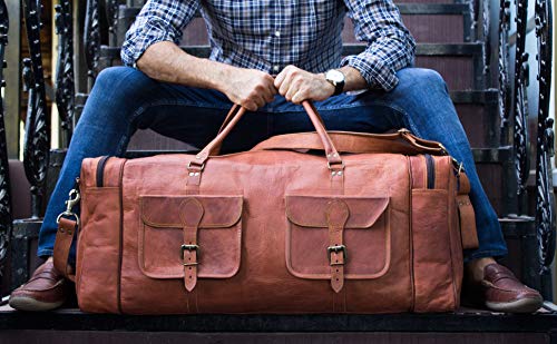 Leather Duffel Bag 30 inch Large Travel Bag Gym Sports Overnight Weekender Bag by Cuero Bags (30 inch) - cuerobags
