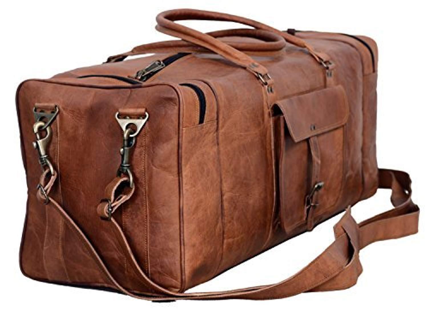 Leather Duffel Bag 30 inch Large Travel Bag Gym Sports Overnight Weekender Bag by Komal s Passion Leather