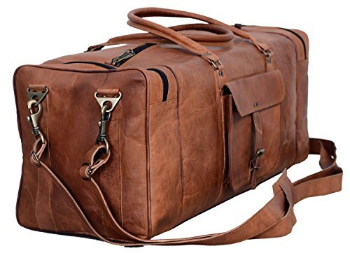 Leather 24 inch Duffel Bag With Shoe Compartment Travel Sports Overnig