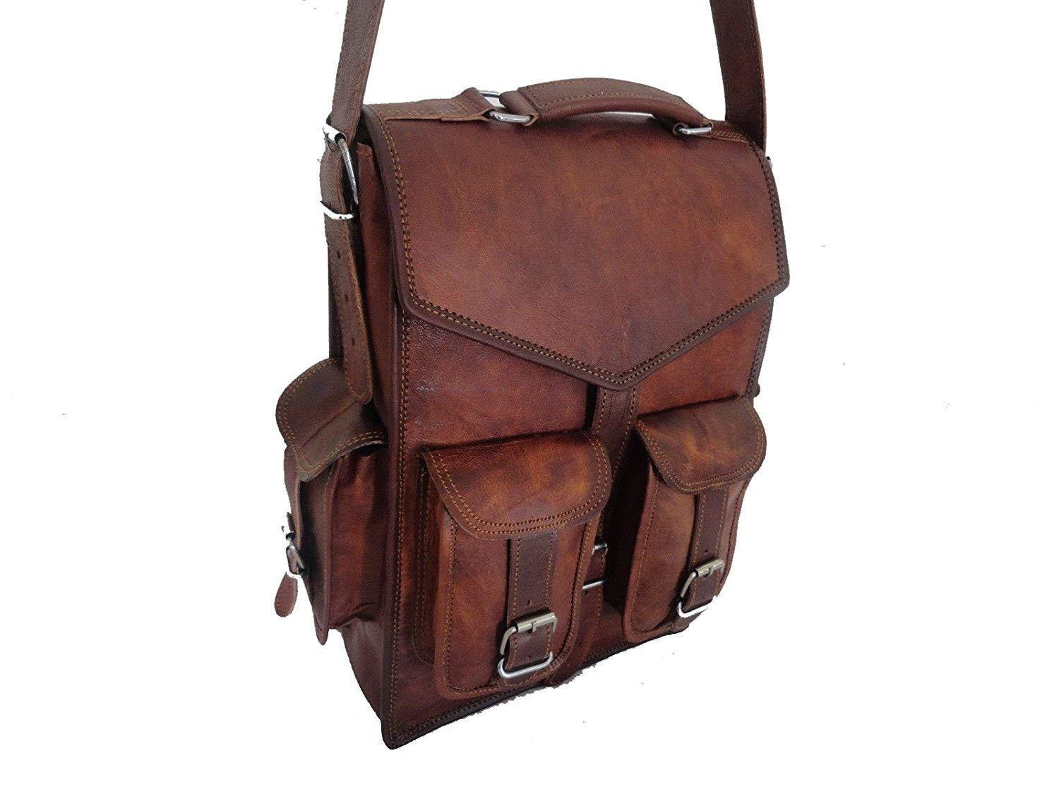 Brown Vintage Leather Backpack Laptop Messenger Bag Rucksack Sling For Men Women (11″ X 15″) - cuerobags