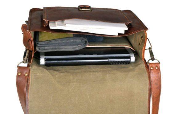 ONE LARGE POCKET DAKOTA BROWN LEATHER BAG | 16″ W x 12″ H x 5″ D - cuerobags