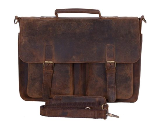 Cuero 15 Inch Retro Buffalo Hunter Leather Laptop Messenger Bag Office Briefcase College Bag - cuerobags