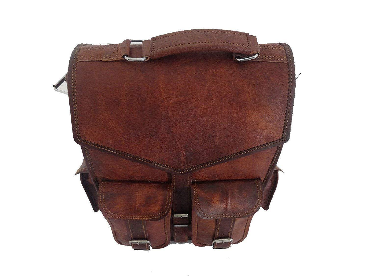 Brown Vintage Leather Backpack Laptop Messenger Bag Rucksack Sling For Men Women (11″ X 15″) - cuerobags