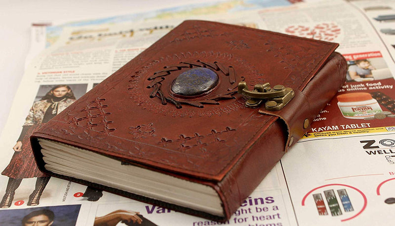 Leather Journal with Semi-Precious Stone & Buckle Closure Leather Diary Gift for