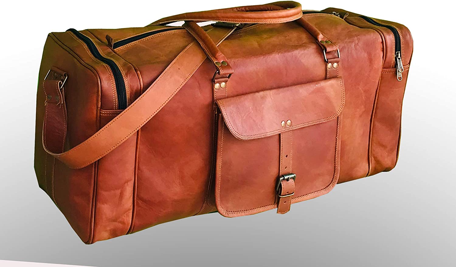 New Mens Genuine Large Leather Duffel Travel Gym Sports Overnight Weekender Bag