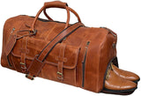 24" Large leather Travel Bag Duffel bag + Leather Toiletry Bag Travel Dopp Kit Made With High Class Buffalo Leather
