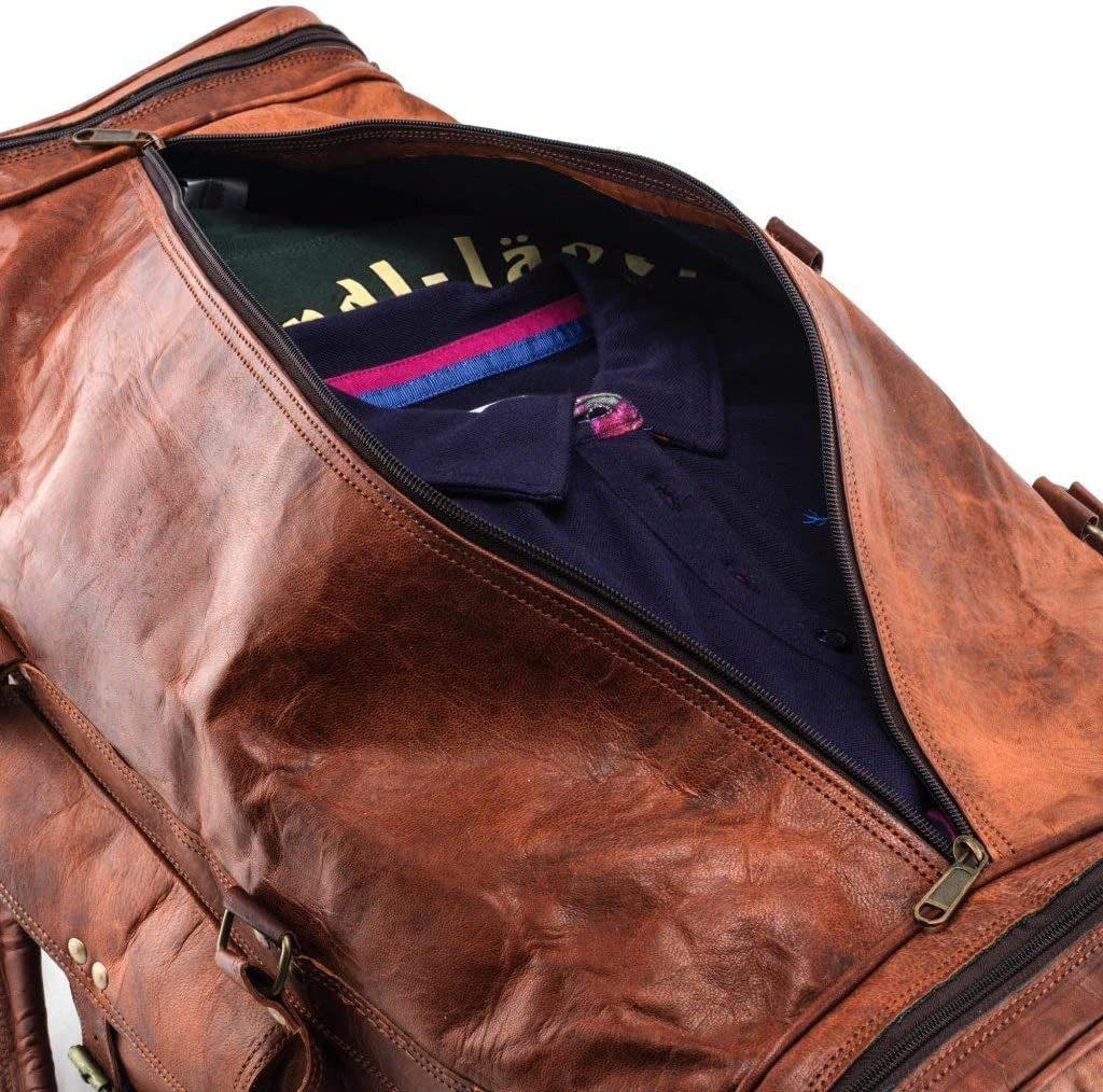 New Mens Genuine Large Leather Duffel Travel Gym Sports Overnight Weekender Bag